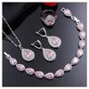 925 Silver Jewelry Set Water Drop Shape Zircon Gemstone Ring Earrings Pendant Necklace Bracelet for Women Wedding Gift