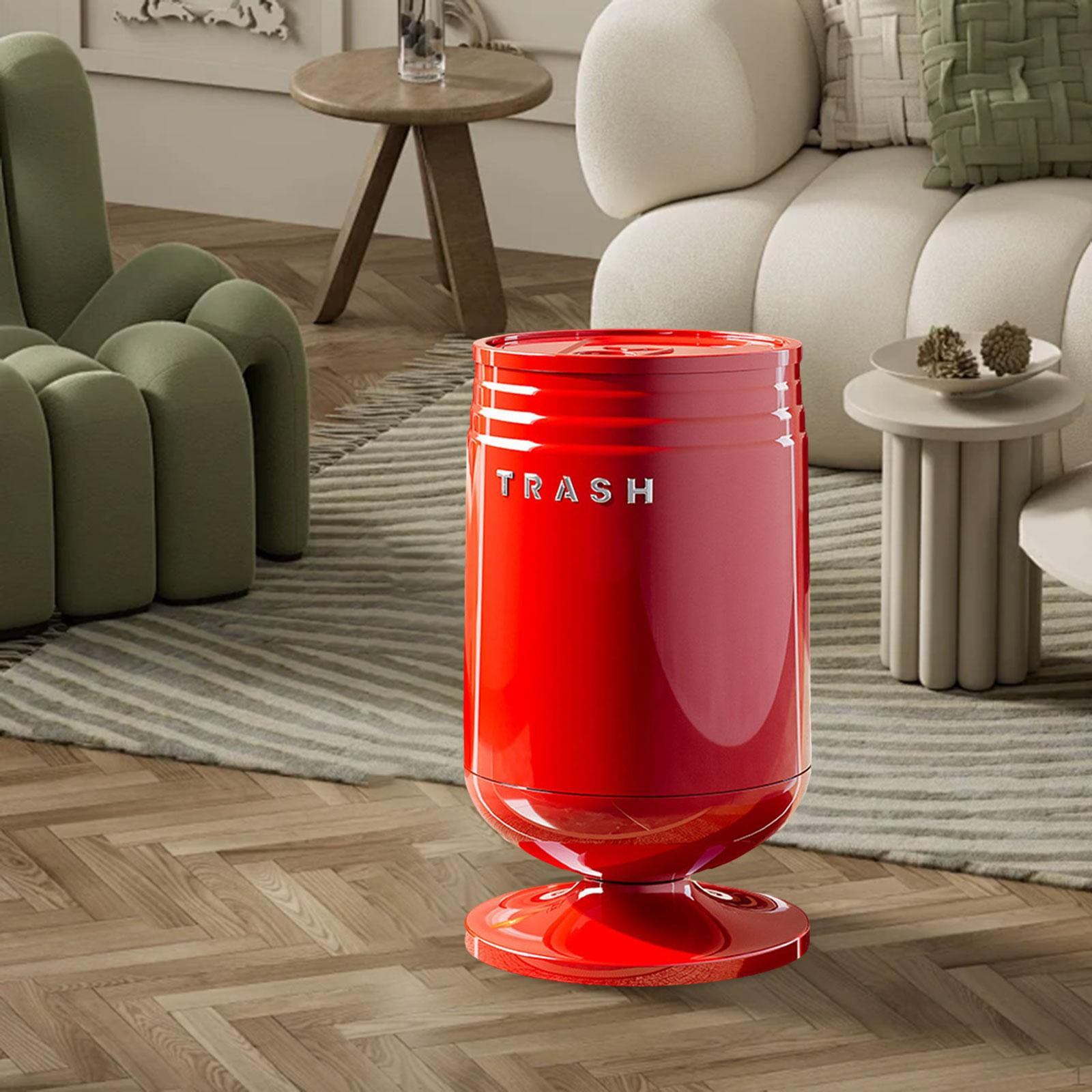 

Trash Can Dustbin Garbage Bin Modern Portable Storage Bucket Wastebasket Rubbish for Bathroom L червоний