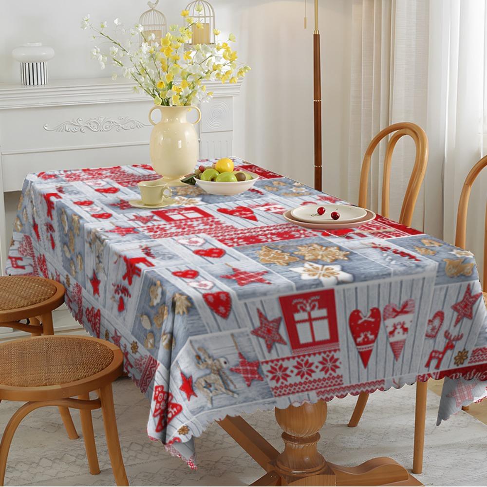 Neue Tischdecke, bedruckte wasserdichte und ölabweisende festliche dekorative Tischdecke für den Weihnachtstag
