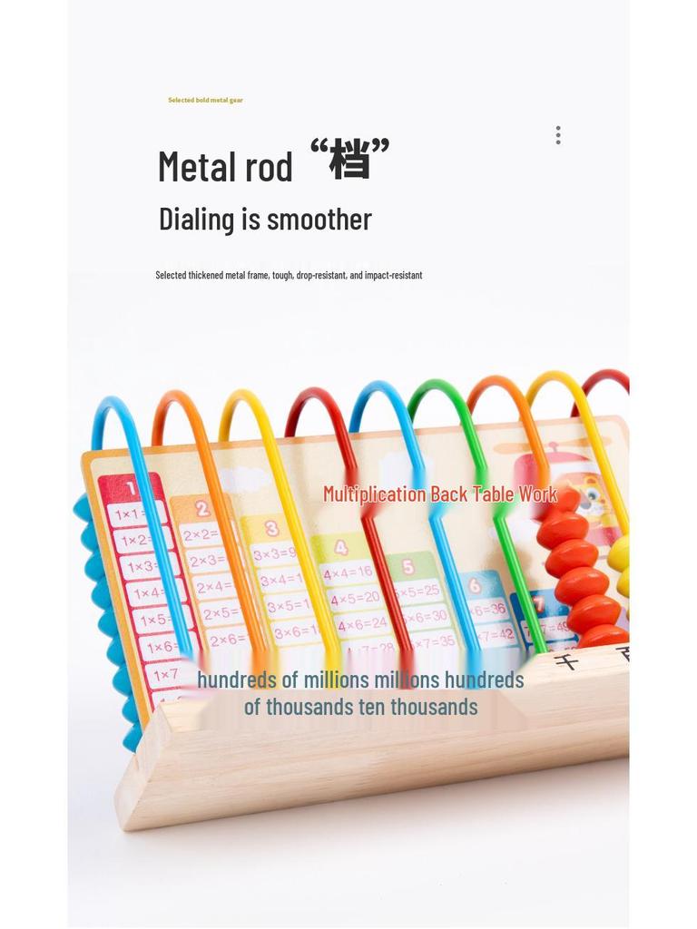 Wooden Abacus for Elementary Math - Counting Frame for Grades 1, 3, 5, 9, and 10.