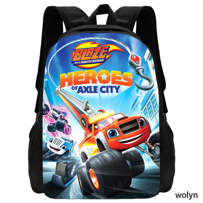 

Сумки Blaze and The Monster Machines Нейлоновий шкільний портфель з мультфільмом для хлопчика, індивідуальний рюкзак великої місткості, додайте логотип ваших фотографій 15inches