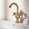 Antique Brass Double Handle Black Bathroom Faucet