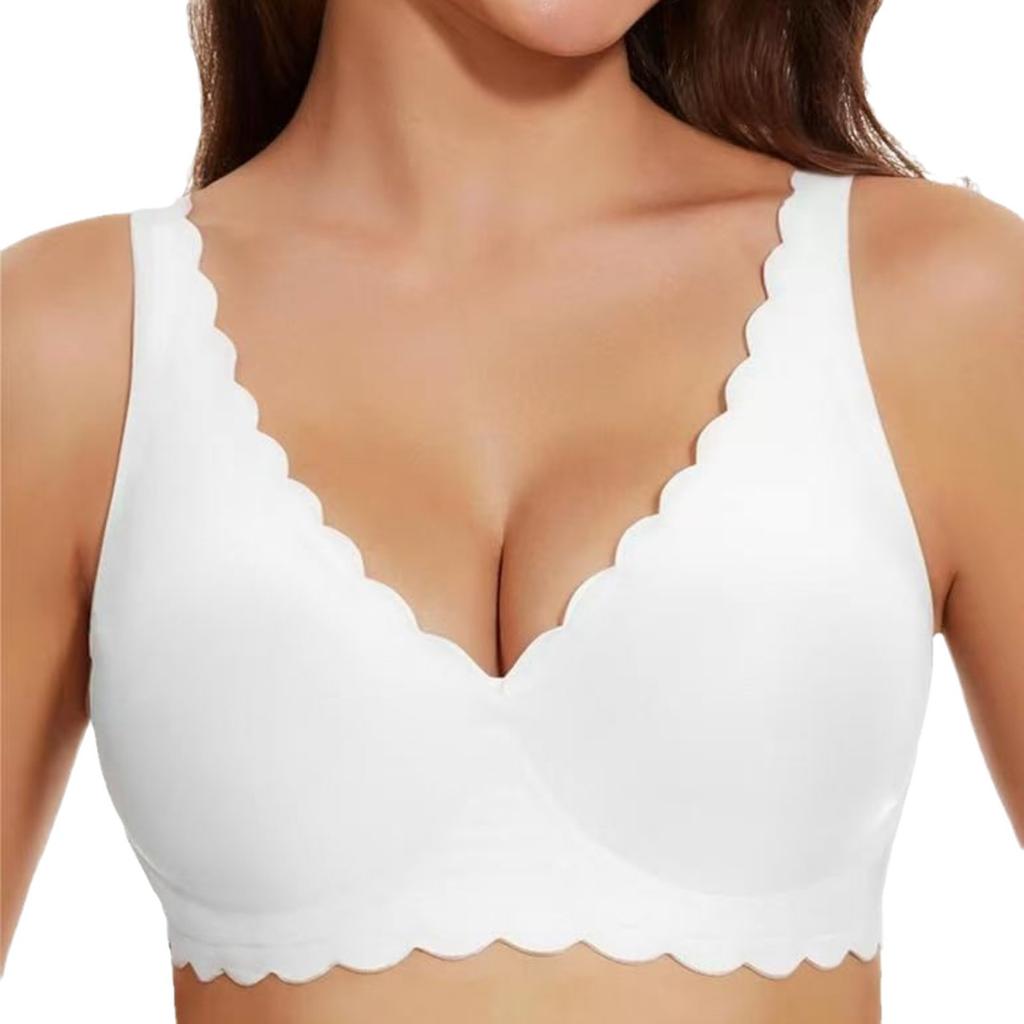 European Seamless Deep V Bra for Women Gathered Side Bust Coverage Anti-Sagging Daily Comfort Intimates