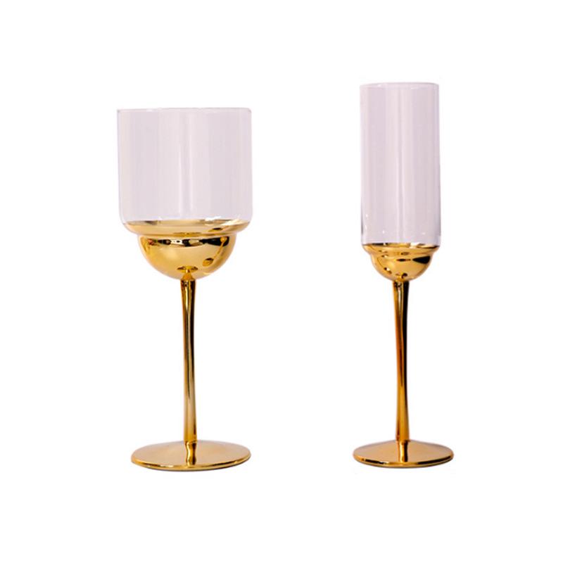 Stylish European High-Stem Electroplated Crystal Wine Glass