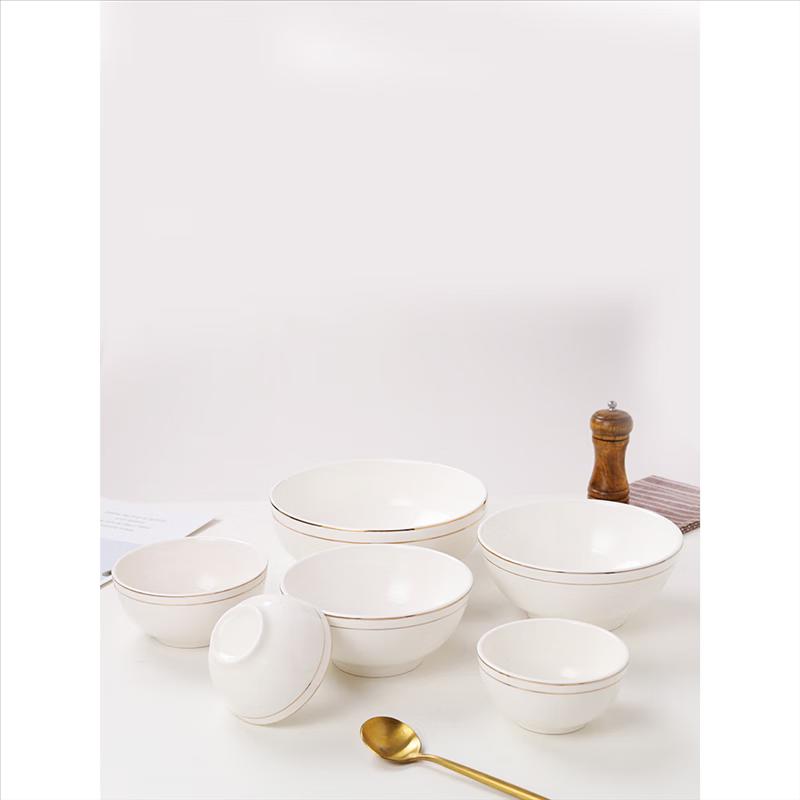 Chinese Style Gold-Rimmed Ceramic Bowl