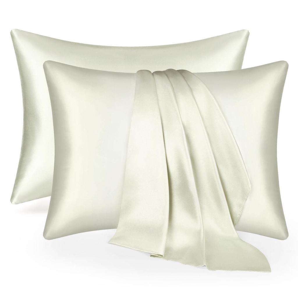 Solid Color Ice Silk Satin Zipper Pillowcase