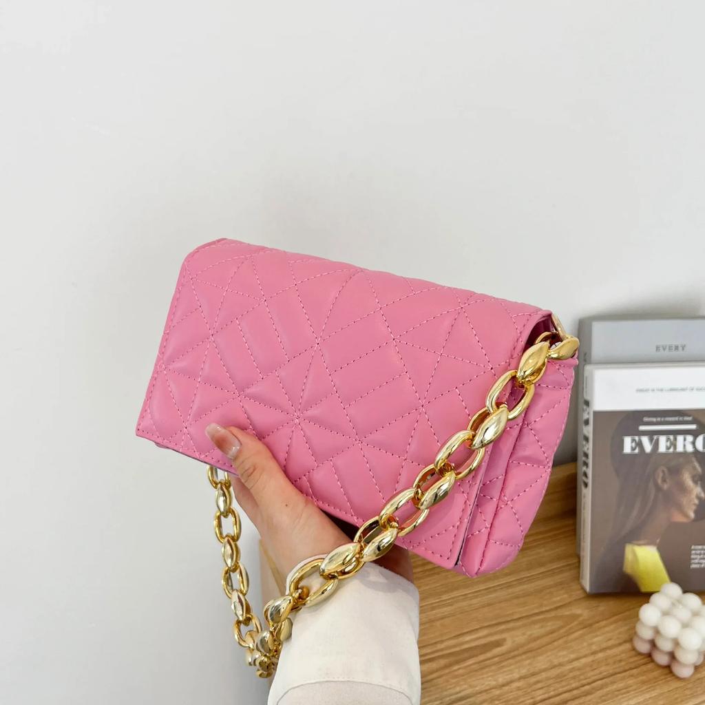 Fashion Plaid Shoulder Bag Thick Chain Armpit Bags for Women Retro Brand Designer Bags