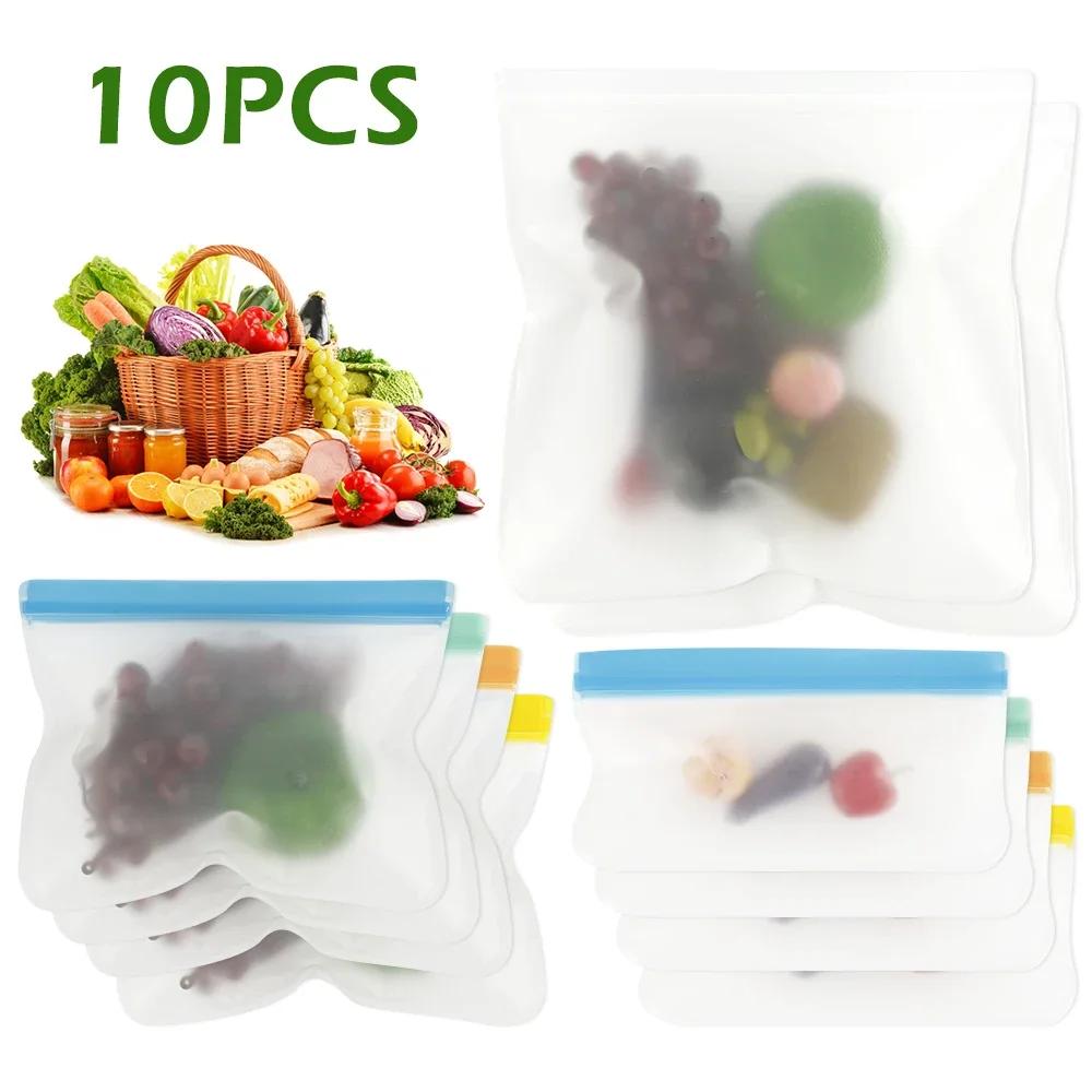10 Pack Food Storage Bags Extra Thick Seal Freezer Bag Zipper Food Storage Pouch Sandwich Bag for Home Travel Organization