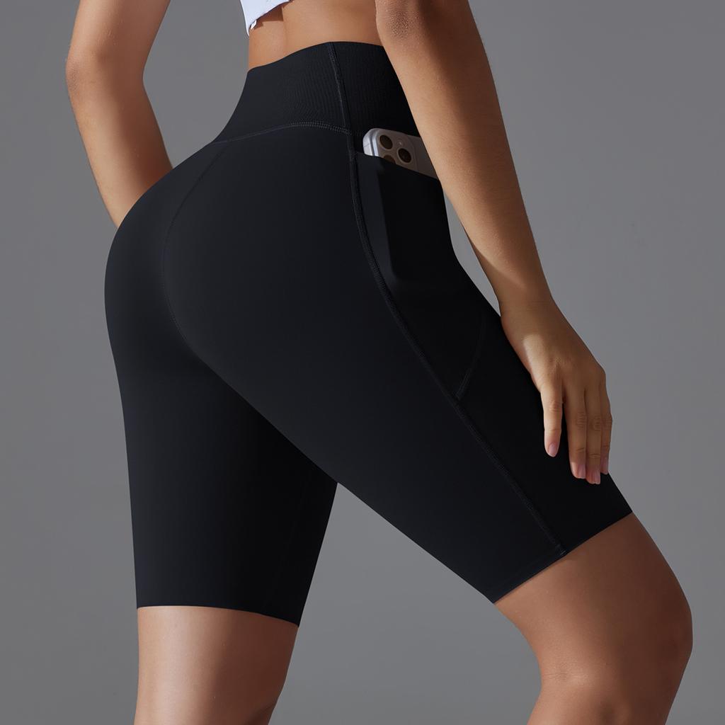 High Waist Yoga Shorts With Porkets Women Summer Elastic Sports Fitness Shorts Workout Short Leggings