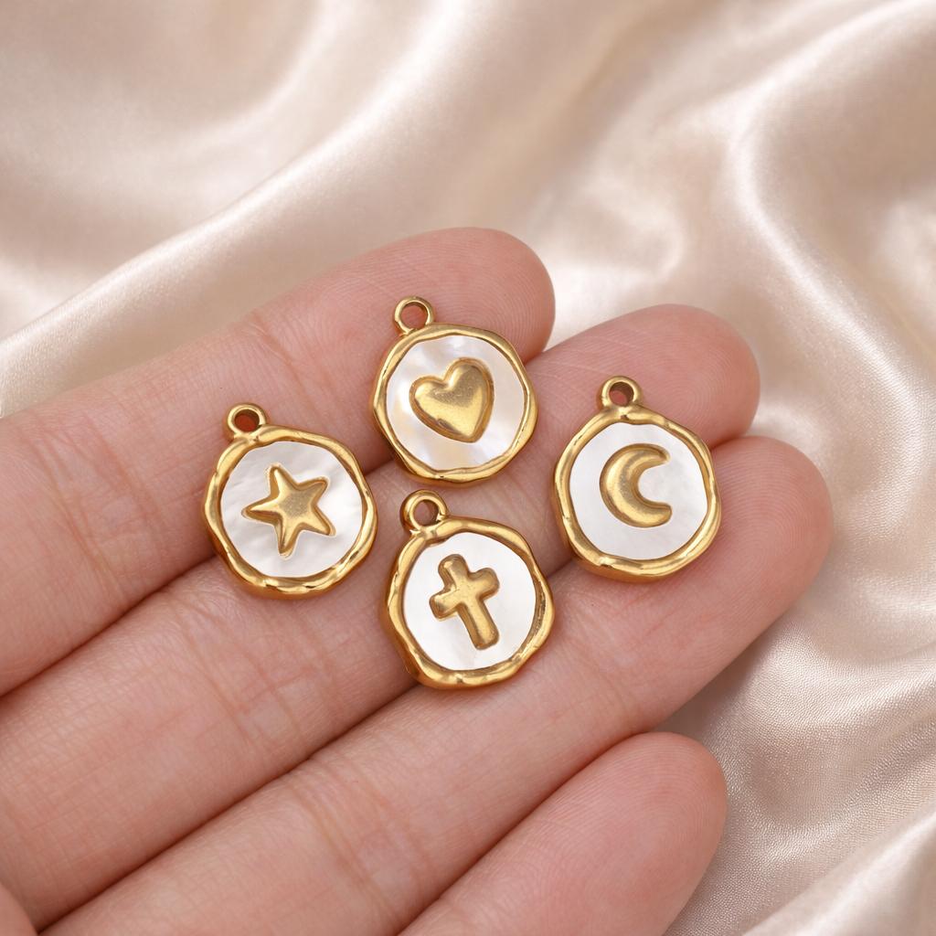 3Pcs Stainless Steel Heart/Butterfly/Star Charms Natural Seashell Waterproof Pendants DIY Women Necklace/Earrings Jewelry Making