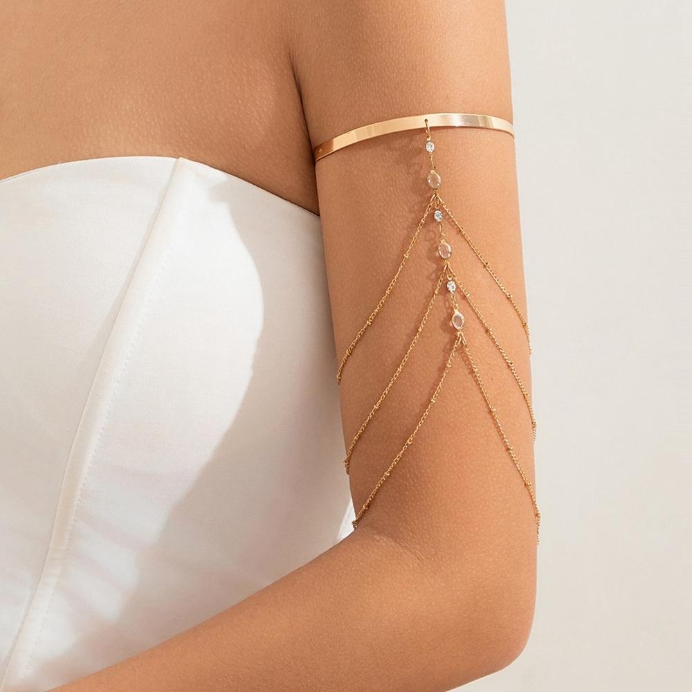 Trendy Arm Jewelry Fashion Sexy Multi-layered Rhinestone Chain Tassel Upper Arm Bracelet Armlet Armband Women Accessories