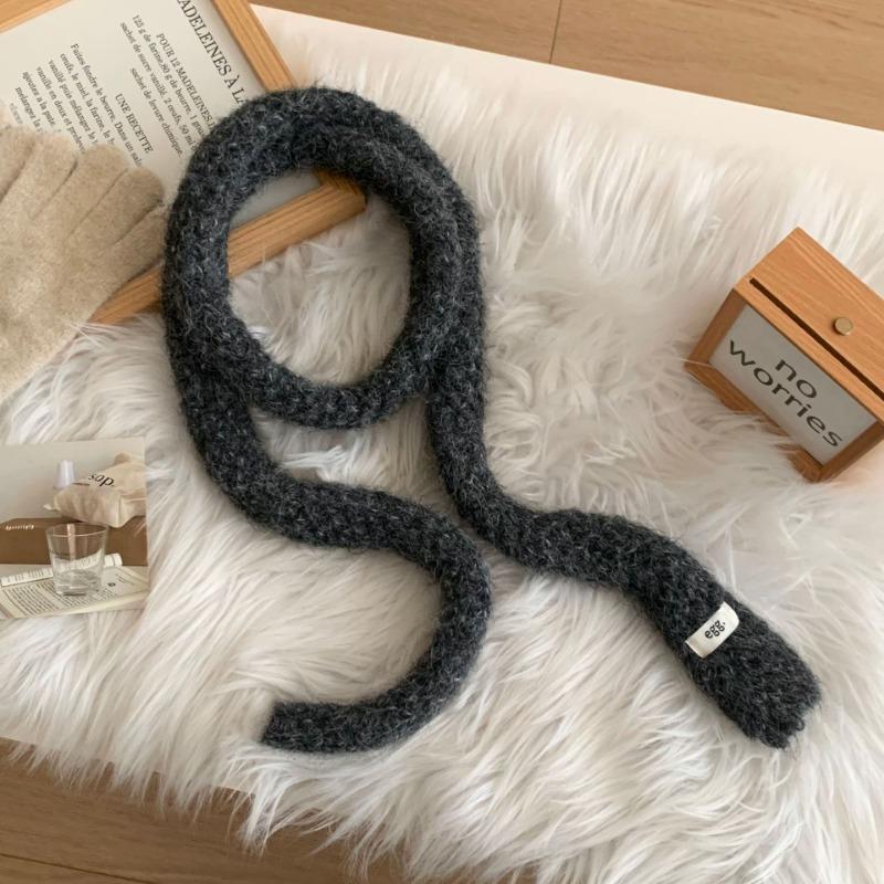 Knitted scarf atmosphere new versatile high-end neck protection scarf soft waxy thin small baguette scarf