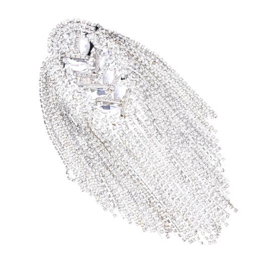 1/2 Stuks Strass Kwast Schouder Epaulet Mannen Vrouwen Uniformen Jas Blazer Kostuum Pak Metaal Lang