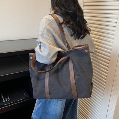 Sac cabas en toile grande capacité pour femme, sac à bandoulière