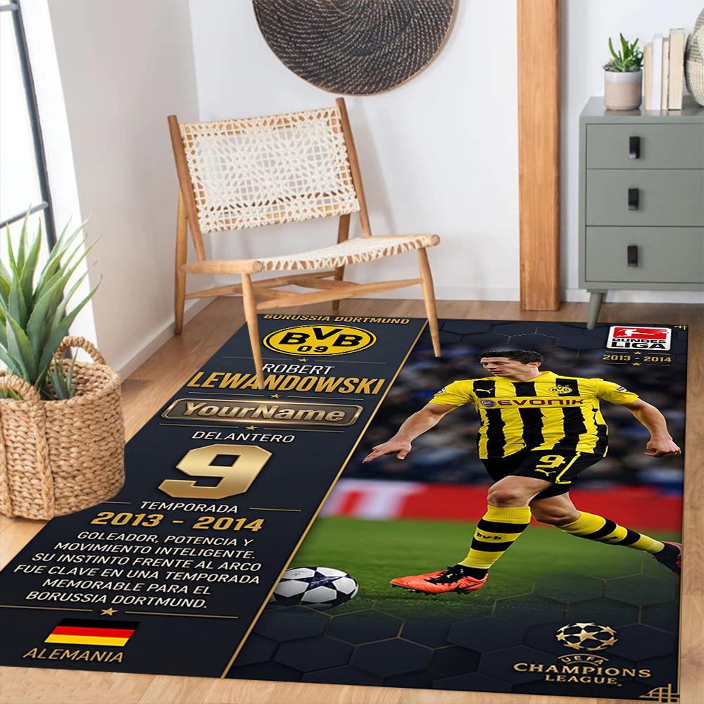 Borussia Dortmund Personalized Name Floor Rug Office Rug Perfect for Hallway Dining Room Dormitory Playrooms Antislip Carpet Decorate Offices