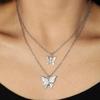 Fashion Punk Classic Double Layer Butterfly Necklace Wedding Jewelry Collar Chain Pendant Neckchain Accessories Creative Gifts