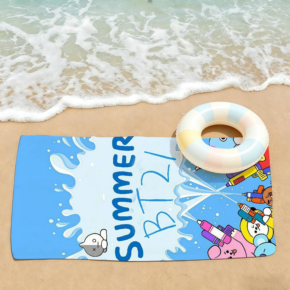 Cartoon cute B-BT 21 Towel Drying Bath Towel Applicable To Light Swimming Camping Yoga Beach Out