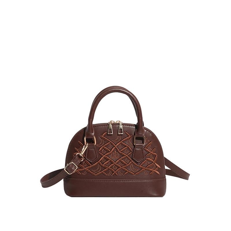 Women's New Popular Shell Bag High-end Embroidered Handbag Diamond Check Niche One-shoulder Crossbody Bag
