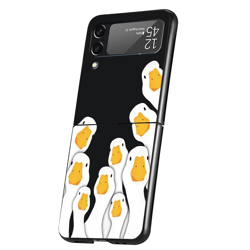 Cartoon Duck Goose Game Cover Phone Case For Samsung Galaxy Z Flip 7 6 5 4 3 5G Flip7 Flip6 Flip5 Flip4 Flip3 Black Fundas Shell