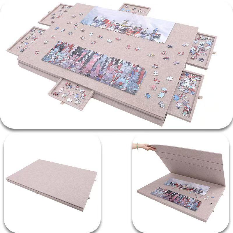 

1000/1500pcs Puzzle Table Portable with 6 Storage Drawers Large Capacity for Kids Educational & Puzzle Storage 1000pcs хаки