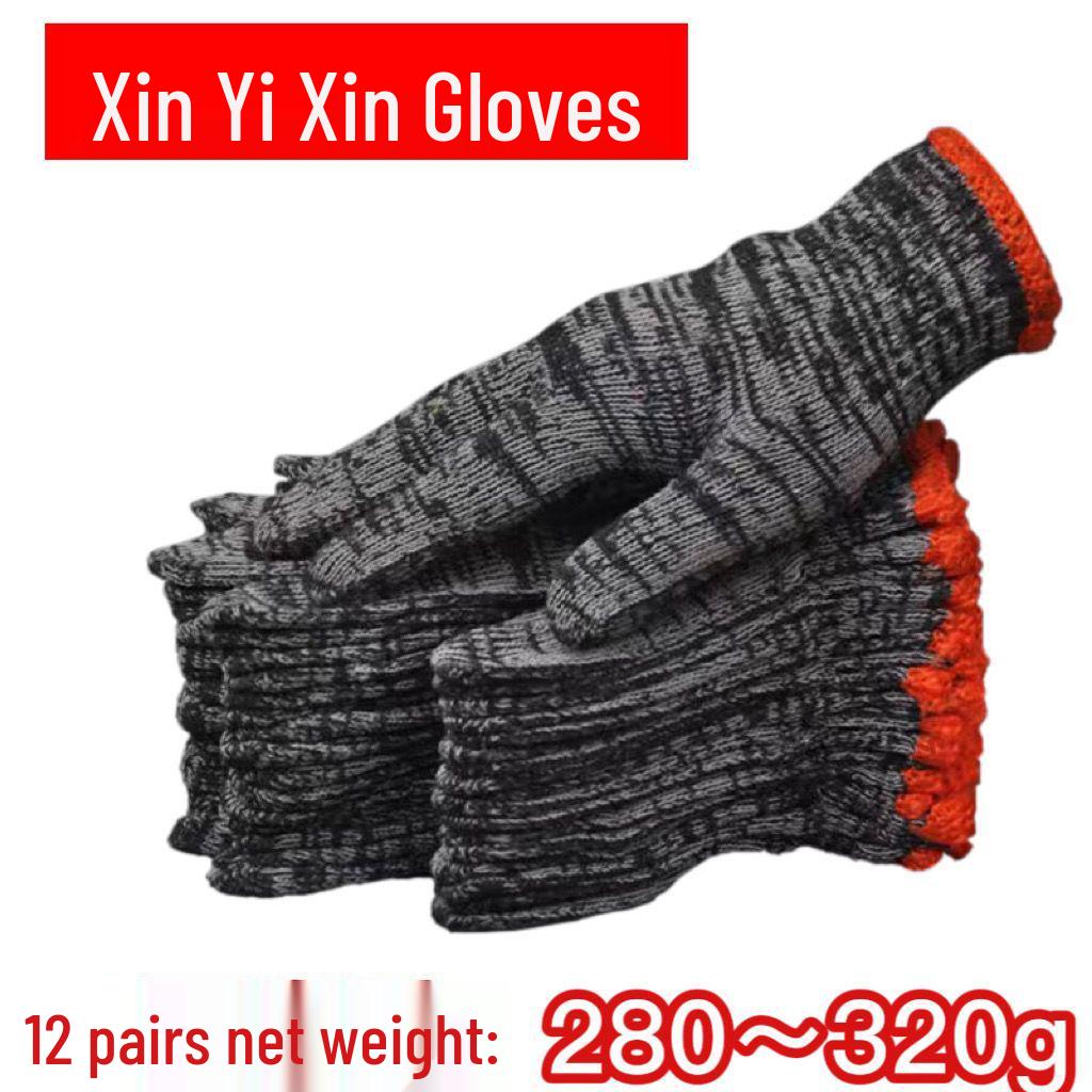 Xin Yi Xin Прочная ручная работа Хлопковая нить для рабочих перчаток - Нескользящая, износостойкая, утолщенная