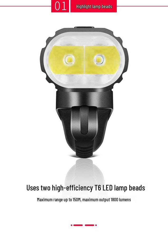 USB Rechargeable 2000 Lumens Bicycle Headlight: High Lumen Outdoor Bike Flashlight for Night Riding