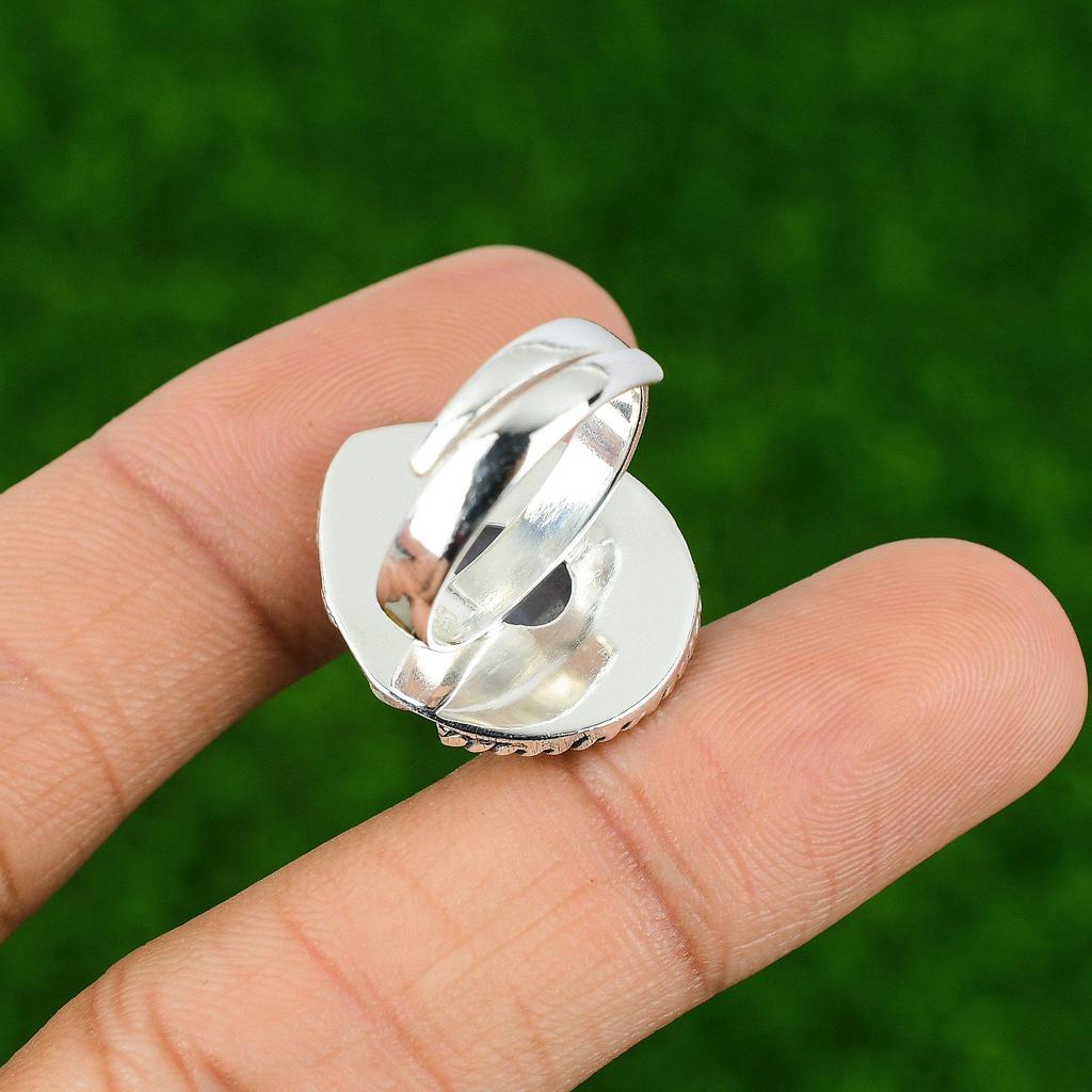 Mothers day Sale Blue Lace Agate Stone 925 Sterling Silver Bezel Wedding Ring