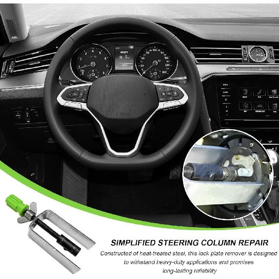 Steering Wheel Lock Plate Remover, Lock Plate Compressor Puller Tool Featuring Reversible Adapter, Essential Taller Removal Tool for Most Vehicles