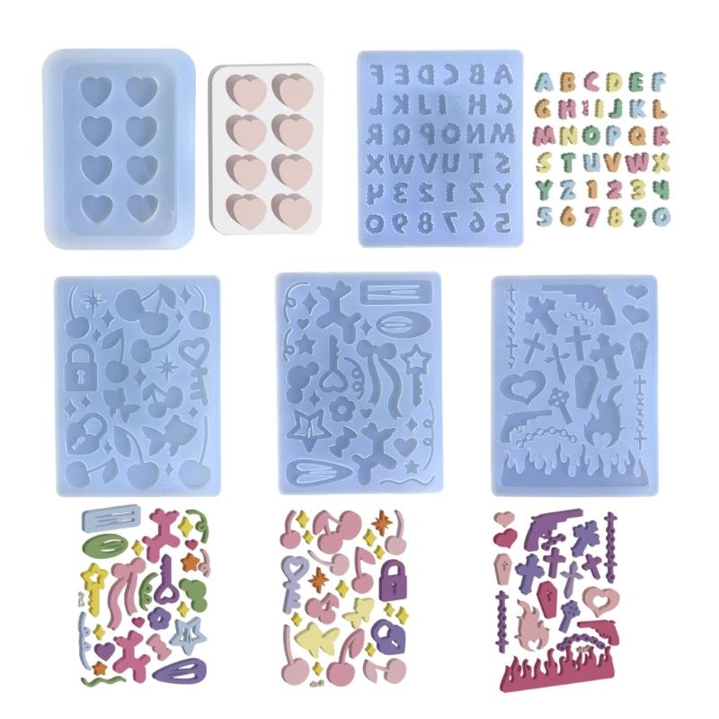 Glossy Geometry Filler Letter Star Silicone Epoxy Resin Mold DIY Keychain Pendant Jewelry for Bag Decorations Craft