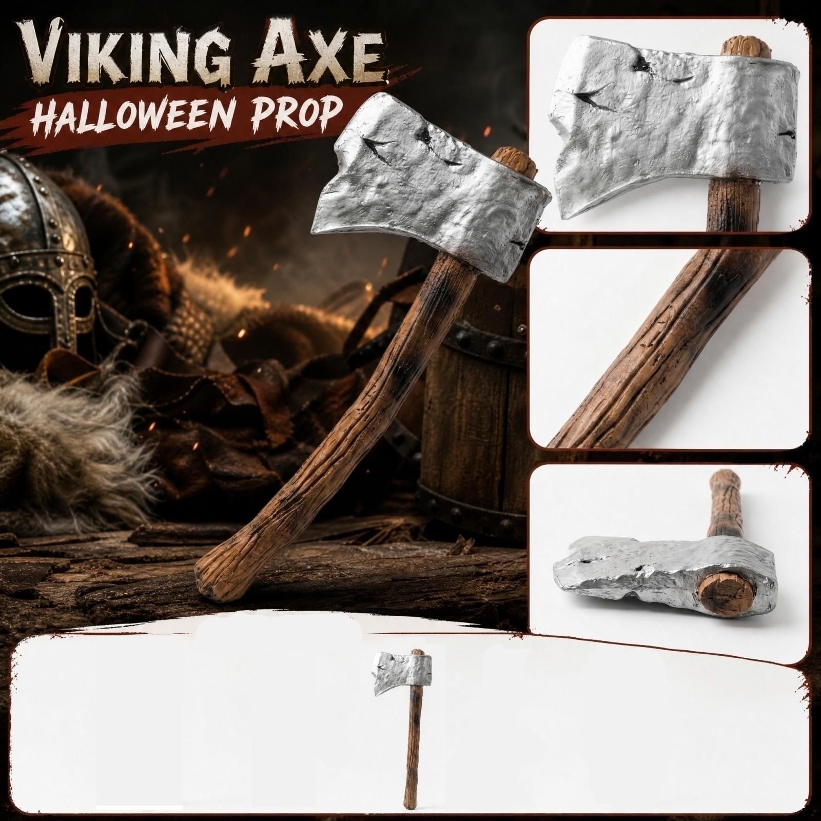 Axe Prop for Halloween Costume - Realistic Wood Cutting Axe Accessory One Size
