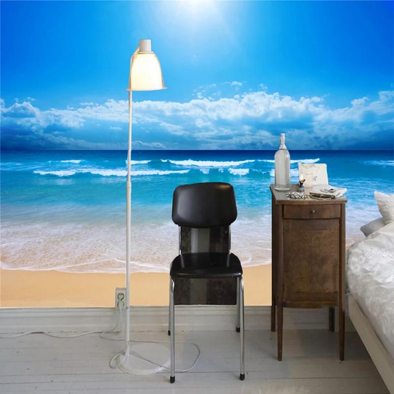Individuelle 3D-Fototapete Meeresblick Wandbild Wohnzimmer Sofa Schlafzimmer TV-Hintergrund Wandpapier Meer Sonnenschein Strand Wandbild