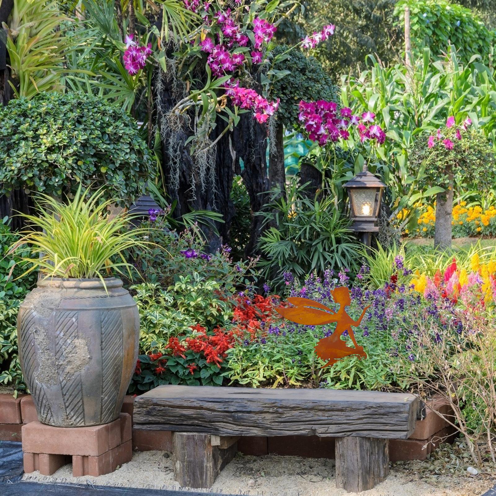 

Outdoor Garden Patio Ornaments Flower Fairy Goblin Silhouette Metal Iron Crafts Elf Decoration Type 2