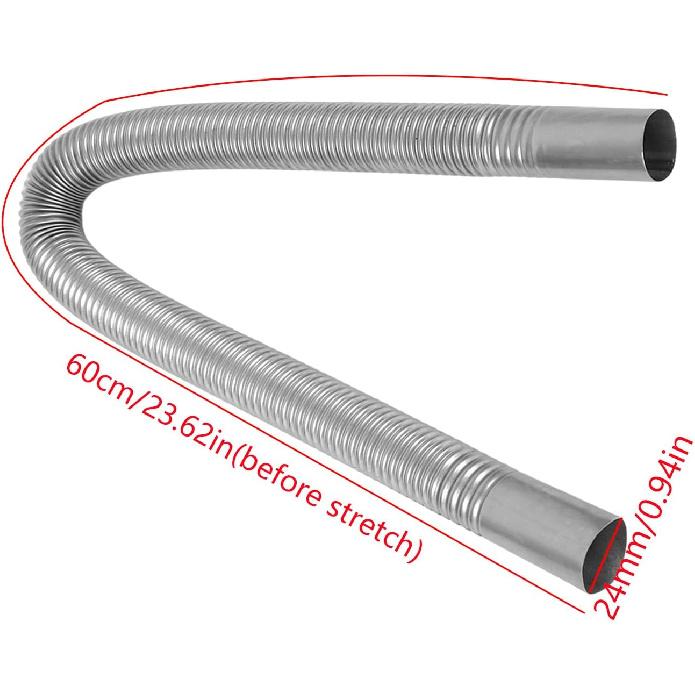 Stainless Steel 316 thru hull exhaust kit, Thru Hull Exhaust fitting 24mm Tube Pipe + 24'' Exhaust Pipe Parking Air Heater 1 Inch/25mm Inner Fitting