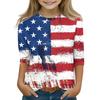 Druckoberteile für junge Mädchen 3-10 Jahre Rundhals 3/4-Ärmel T-Shirts Trendige Oberteile Outfit T-Shirts