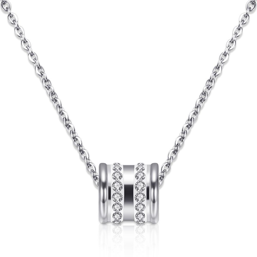 11MM Double Row Rhinestone Clavicle Chain Unisex Stainless Steel Necklace