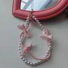 Sweet Black Pink BowKnot Beads Phone Chain Charm Lanyard For iPhone Samsung Huawei Universal Accessories Jewelry Pendant