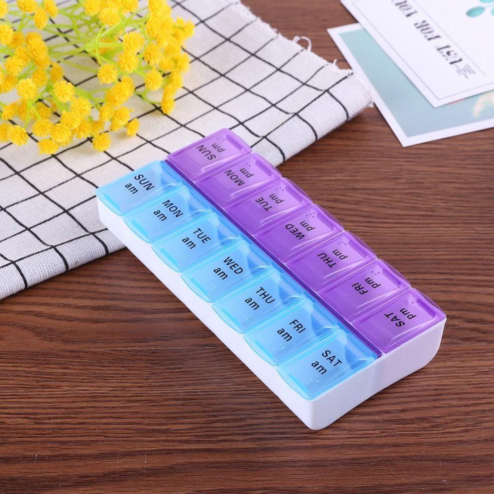 Large Capacity 14 Grids Weekly Medicine Container Pill Storage Box Medicine Storage Case Home