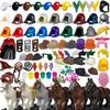 MOC Building Blocks Set Bricks Cowboy Pirate Triangle Hat Feather Headdress Hooded Cloak Knight Warhorses Kids Particle DIY Toys