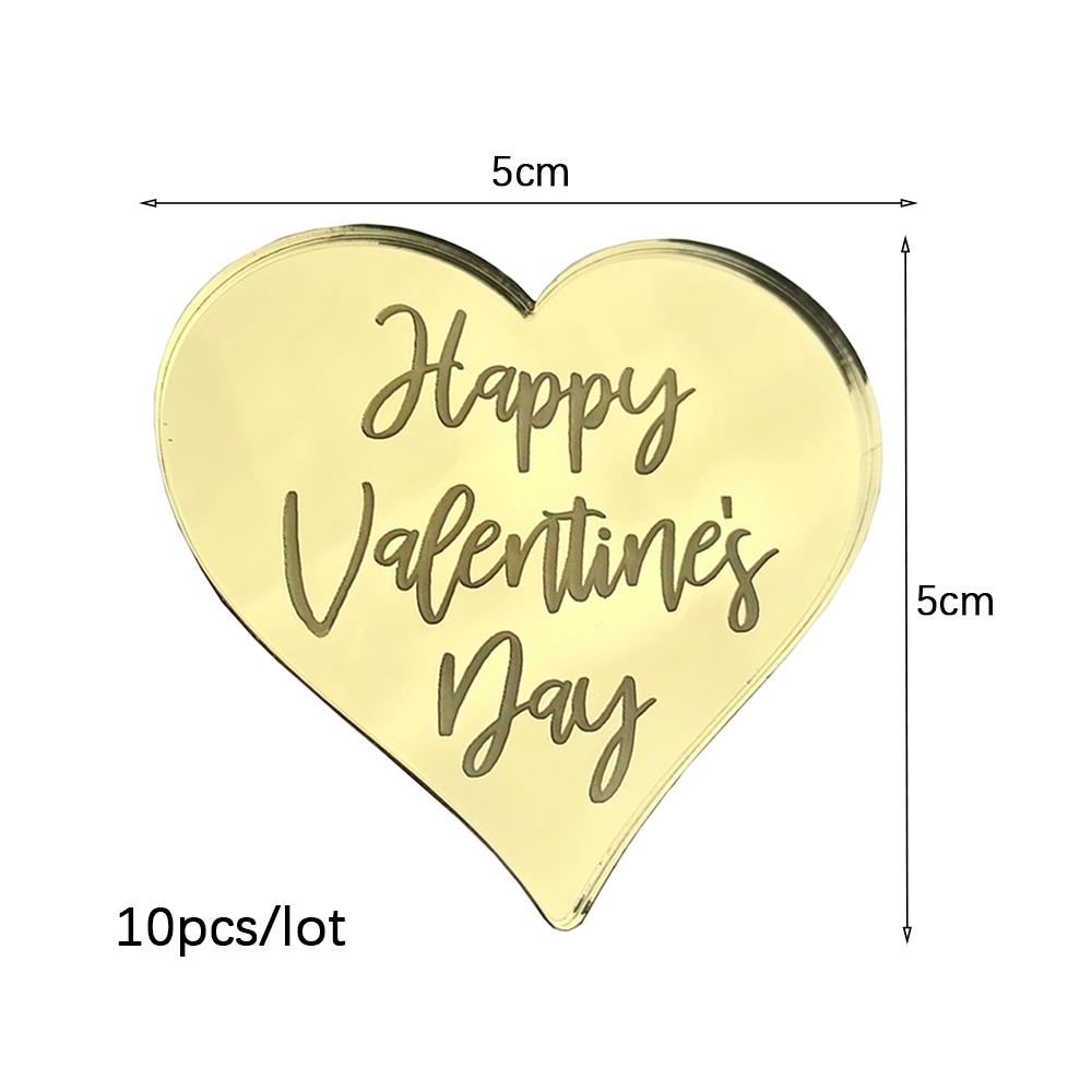 10Pcs Heart Shape Cupcake Topper Silver Gold Color Valentine's Day Acrylic Cake Decor for Party Lover's Party Decorations