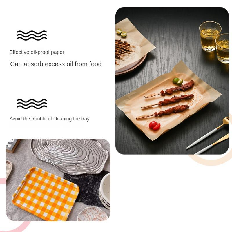 Backmattenpapier Küchenofen Kommerzielles gelbes Silikon-Fettschutzpapier Ölabsorbierendes Papier Fettschutzpapier für frittierte Lebensmittel Braunes Grillpapier