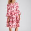 Women's Fashionable V-neck Fresh Printed Temperament Five Quarter Sleeve Dress