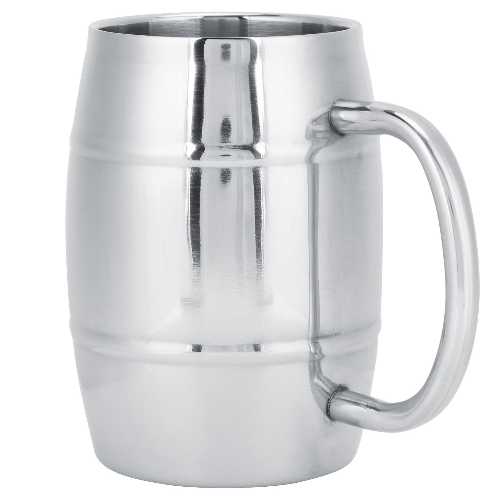 

500ml 304 Double‑Layer Stainless Steel Beer Mug Outdoor Camping Tea Coffee Cup with Handle