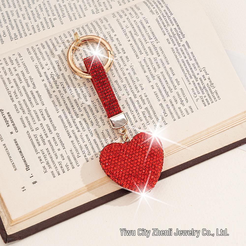Cute Cartoon Rhinestone Heart Keychain Pendant