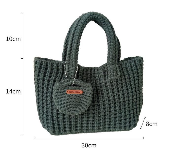 Sac Tissé Couleur Unie Sac au Crochet Fait Main Sac à Main Mignon en Laine pour l'Automne et l'Hiver Sac pour Téléphone Portable