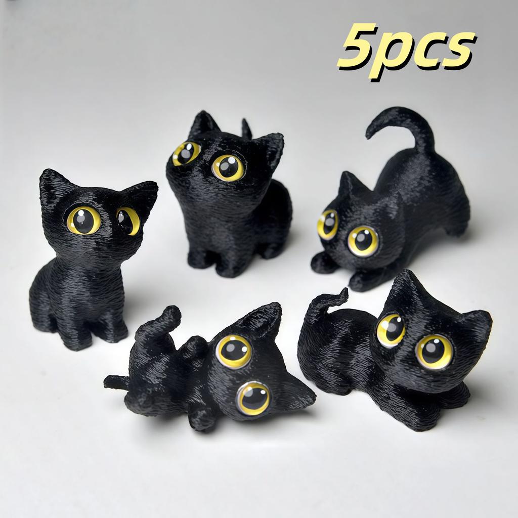 5pcs Cat Ornament Mini Figurines Miniature Resin Cute Kitten Micro Landscape Crafts Small Ornaments Desktop Decoration