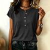 Women's Casual V Neck Button Down Short Sleeve Top Lightweight Soft Fabric Relaxed Fit Blouse Suitable for Daily Wear and Outdoor Activities