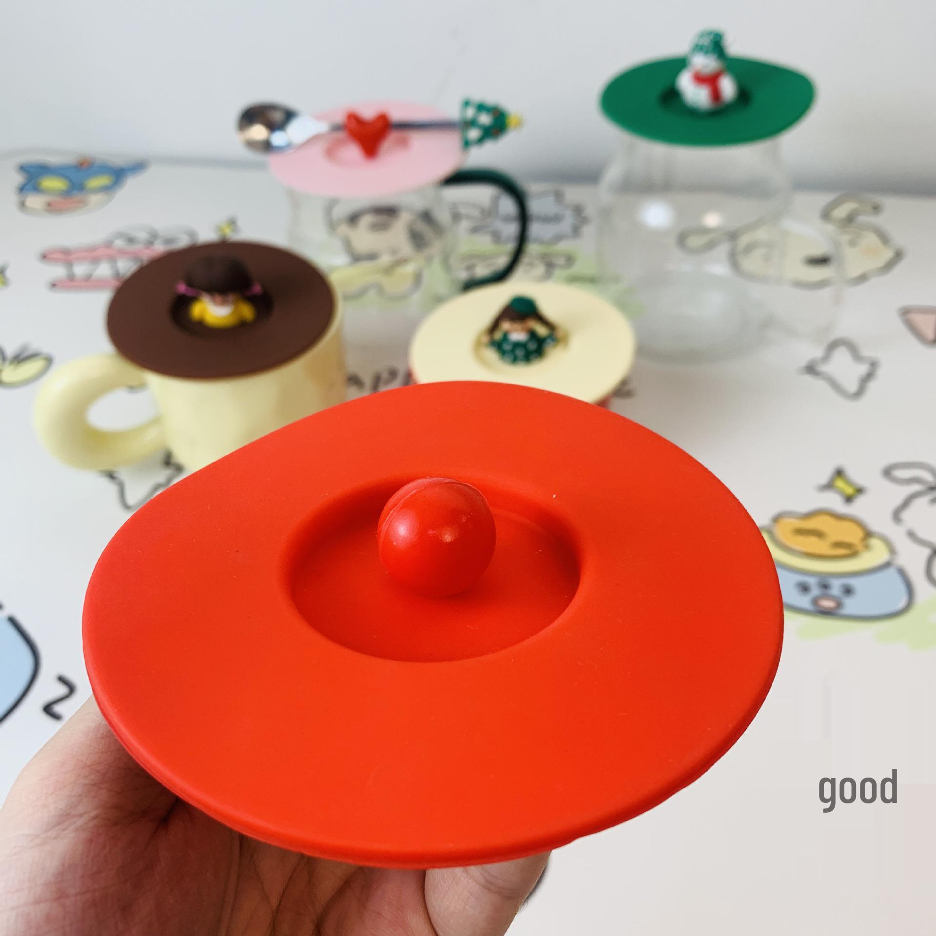 Universal Food Grade Silicone Mug Lid for Cups 10cm Floral Edge