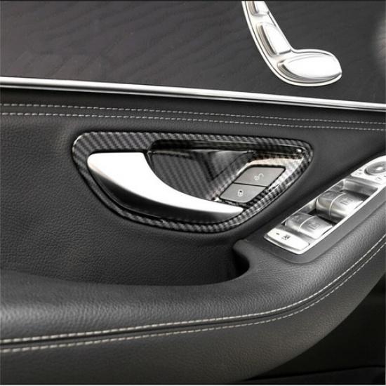ABS Carbon Fiber Car Interior Door Handle Bowl Cover for Benz C E GLC 2016-