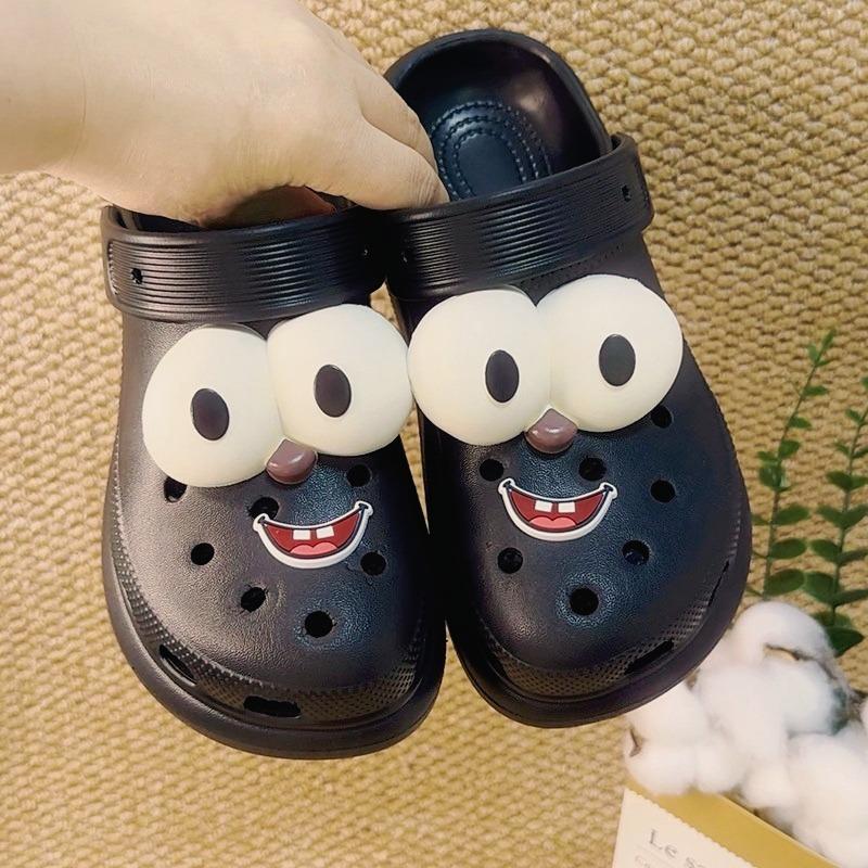 4PCS Creativity Shoe Charms for Clogs Set Accessories Hole Shoe Buckle Cartoon Funny Big Eyes Mouth DIY 3D Shoes Decorations