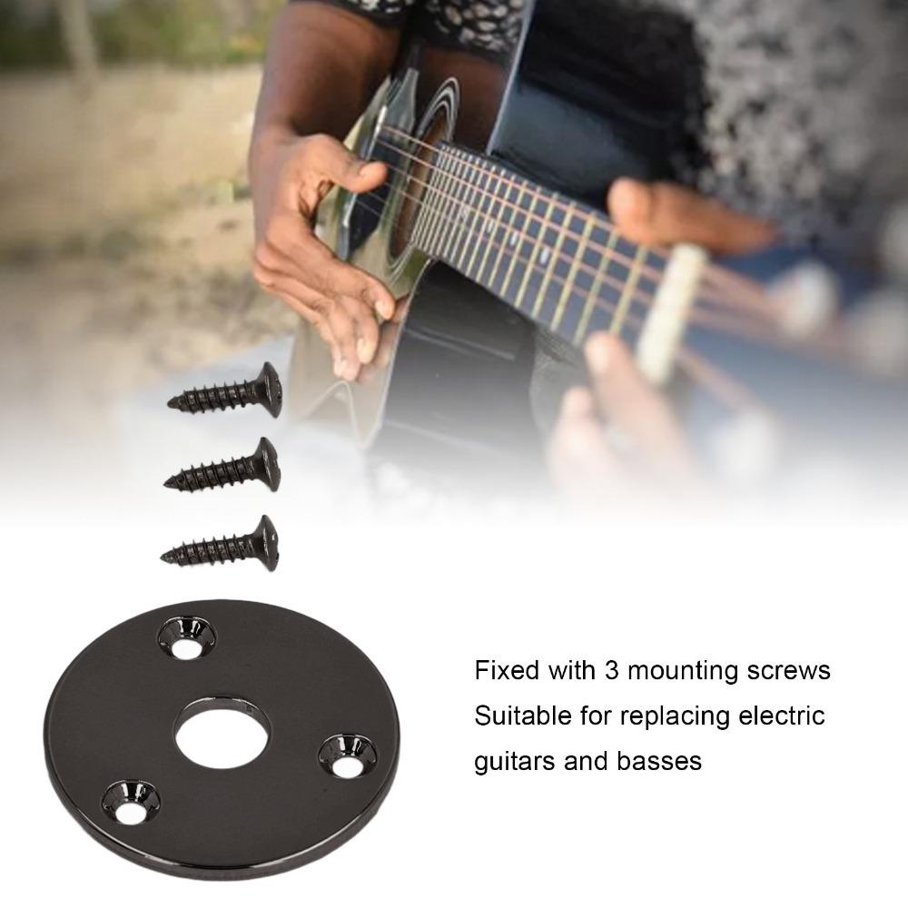 2PCS Round Guitar Jack Plate Metal Round Jack Plate Premium Output Jack Cover  For Guitar Bass